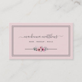  赤面ピンクフローラ署名スクリプト美容師 名刺