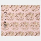 赤面ピンクフローラ羽ドリームキャッチャー フリースブランケット (正面(横))