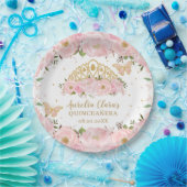 赤面ピンクフローラ蝶ティアラキンセアニラ ペーパープレート (パーティー)