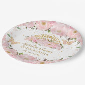 赤面ピンクフローラ蝶ティアラキンセアニラ ペーパープレート (アングル)