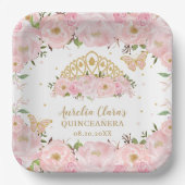 赤面ピンクフローラ蝶ティアラキンセアニラP ペーパープレート (正面)