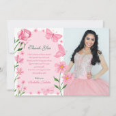 赤面ピンクフローラ蝶フォトキンセアニラ サンキューカード (正面)