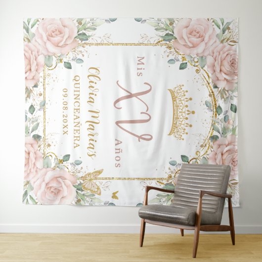 赤面ピンクフローラ蝶金ゴールドキンセアニラ タペストリー (インサイチュ(横))