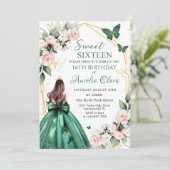 赤面ピンクフローラ蝶Sweet sixteen16th 招待状 (スタンド正面)