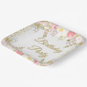 赤面ピンクフローラ誕生日パーティー ペーパープレート (傾斜あり)