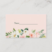 赤面ピンクフローラ赤ちゃんシャワーおむつラッフルカード プレイスカード (裏面)