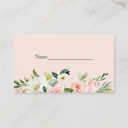 赤面ピンクフローラ赤ちゃんシャワーおむつラッフルカード プレイスカード (裏面)