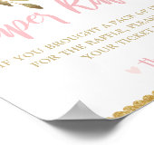 赤面ピンクフローラ赤ちゃんシャワーおむつラッフルサイン ポスター (角)