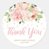 赤面ピンクフローラ赤ちゃんシャワー女の子ありがとう好意 ラウンドシール (正面)