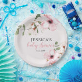 赤面ピンクフローラ赤ちゃんシャワー歓迎サイン、 ペーパープレート (パーティー)