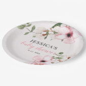 赤面ピンクフローラ赤ちゃんシャワー歓迎サイン、 ペーパープレート (アングル)