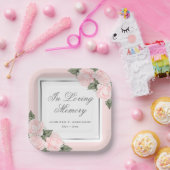 赤面ピンクフローラ追悼式 ペーパープレート (パーティー)