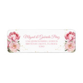赤面ピンクフローラ金ゴールドグリッター差出人住所 ラベル (正面)