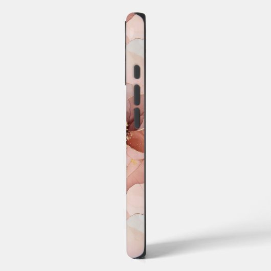 赤面ピンクフローラ金ゴールドグリッター文字E Case-Mate iPhoneケース (裏面 / 左)