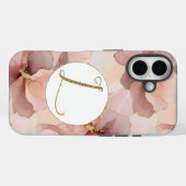 赤面ピンクフローラ金ゴールドグリッター文字L Case-Mate iPhoneケース (裏面 (横))