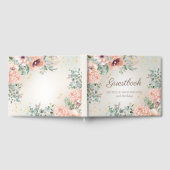 赤面ピンクフローラ金ゴールドグリッター誕生日ゲストブック ゲストブック (全面)