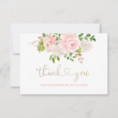 赤面ピンクフローラ金ゴールドサンキューカード カード (正面)