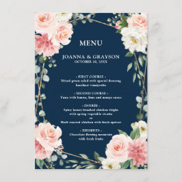 赤面ピンクフローラ金ゴールドネイビージオメトリック結婚ス メニュー