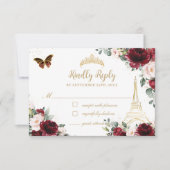 赤面ピンクフローラ金ゴールドバタフライパリキンセアニラ 出欠カード (正面)