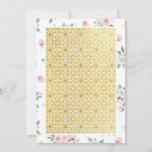 赤面ピンクフローラ金ゴールドパターン結婚ムスリム 招待状 (裏面)