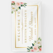 赤面ピンクフローラ金ゴールドフレームブライダルシャワー 横断幕 (縦)