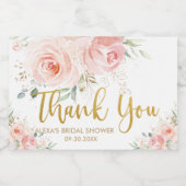 赤面ピンクフローラ金ゴールドブライダルベビーシャワー誕生日 スパークリングワインラベル (シングルラベル)