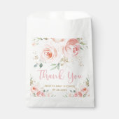 赤面ピンクフローラ金ゴールドブライダルベビーシャワー誕生日 フェイバーバッグ (正面)