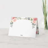 赤面ピンクフローラ金ゴールド幾何学ブライダルシャワー サンキューカード (裏面)