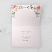 赤面ピンクフローラ金ゴールド幾何学ブライダルシャワー サンキューカード (内部)