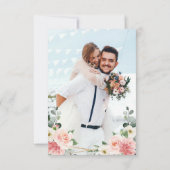 赤面ピンクフローラ金ゴールド幾何学植物結婚の サンキューカード (裏面)