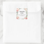 赤面ピンクフローラ金ゴールド幾何学植物結婚の スクエアシール (バッグ)