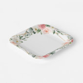 赤面ピンクフローラ金ゴールド幾何学植物結婚の ペーパープレート (傾斜あり)