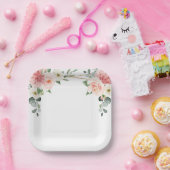 赤面ピンクフローラ金ゴールド幾何学植物結婚の ペーパープレート (パーティー)