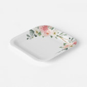 赤面ピンクフローラ金ゴールド幾何学植物結婚の ペーパープレート (傾斜あり)