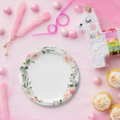 赤面ピンクフローラ金ゴールド幾何学植物結婚の ペーパープレート (パーティー)