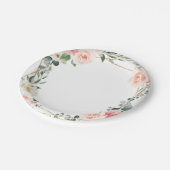 赤面ピンクフローラ金ゴールド幾何学植物結婚の ペーパープレート (アングル)