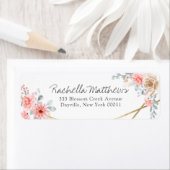 赤面ピンクフローラ金ゴールド幾何学植物結婚の ラベル (インサイチュ)