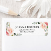 赤面ピンクフローラ金ゴールド幾何学植物結婚の ラベル (インサイチュ)