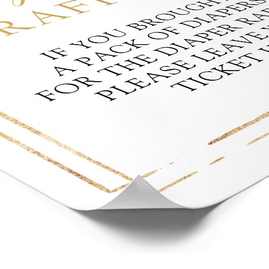 赤面ピンクフローラ金ゴールド幾何学的おむつラッフル ポスター (角)