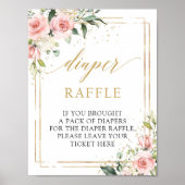 赤面ピンクフローラ金ゴールド幾何学的おむつラッフル ポスター (正面)