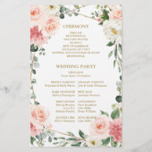 赤面ピンクフローラ金ゴールド幾何学結婚式 プログラム (裏面)