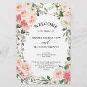 赤面ピンクフローラ金ゴールド幾何学結婚式 プログラム (正面/裏面)