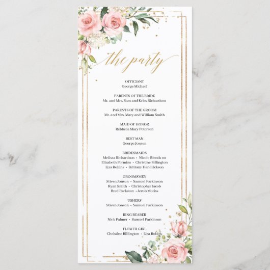 赤面ピンクフローラ金ゴールド幾何結婚フレーム プログラム (裏面)