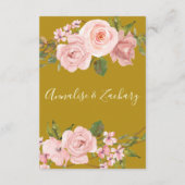 赤面ピンクフローラ金ゴールド結婚の詳細カード エンクロージャーカード (裏面)