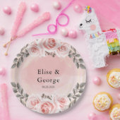 赤面ピンクフローラ金ゴールド結晶の幾何結婚性 ペーパープレート (パーティー)