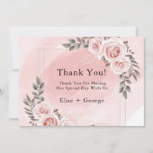 赤面ピンクフローラ金ゴールド結晶サンキューカード 招待状 (正面)