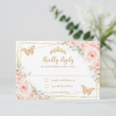 赤面ピンクフローラ金ゴールド蝶キンチェニェラ 出欠カード (スタンド正面)