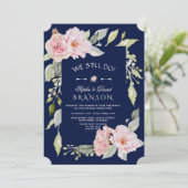 赤面ピンクフローラ開花ネイビー我々はまだ 招待状 (スタンド正面)