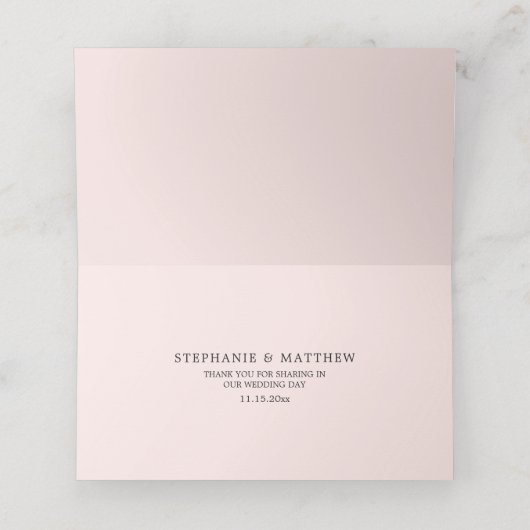 赤面ピンクフローラ開花水色結婚の プレイスカード (内部開封)