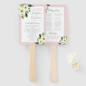 赤面ピンクフローラ開花結婚の式プログラム ハンドファン (正面&裏面)